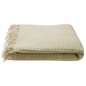 Merino wool Throw blanket natural color Waffls Alenika 