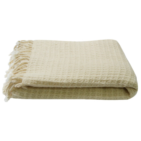 Merino wool Throw blanket natural color Waffls Alenika