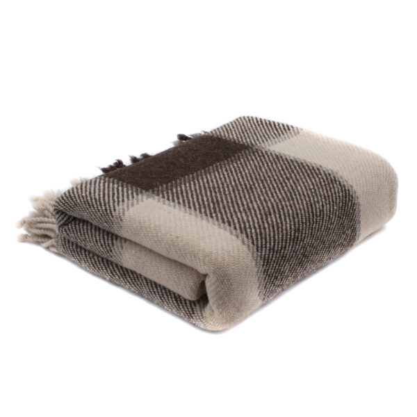 Wool throw blanket big square brown