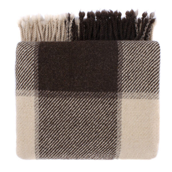 Wool throw blanket big square brown