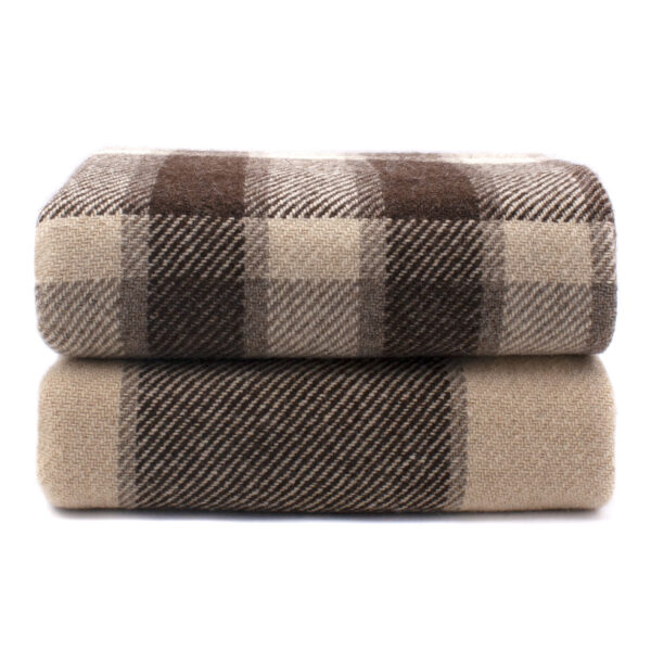 ALENIKA Woollen throw blanket small square brown