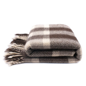 ALENIKA Woollen throw blanket small square brown