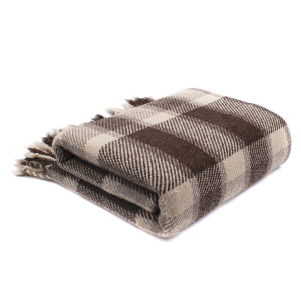 Wollen plaid small square brown