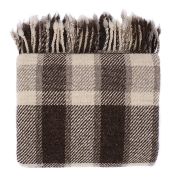 ALENIKA Woollen throw blanket small square brown