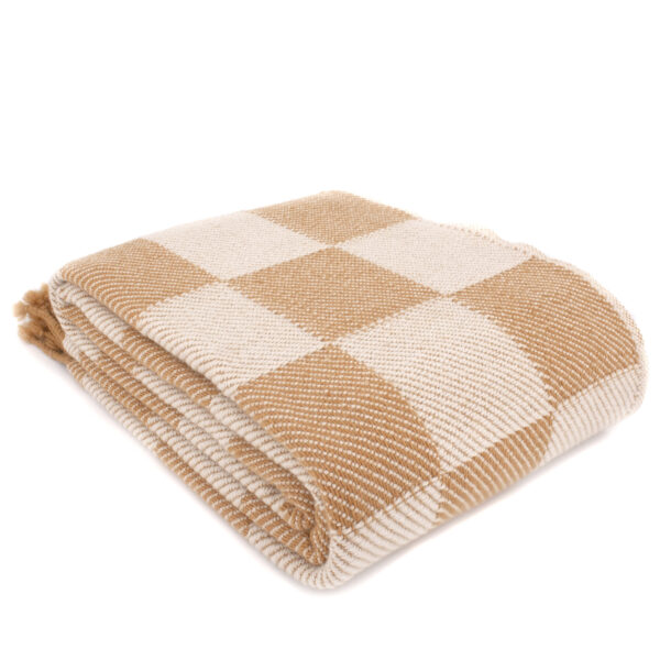 Merino wool Throw Yellow Chess - Image 2