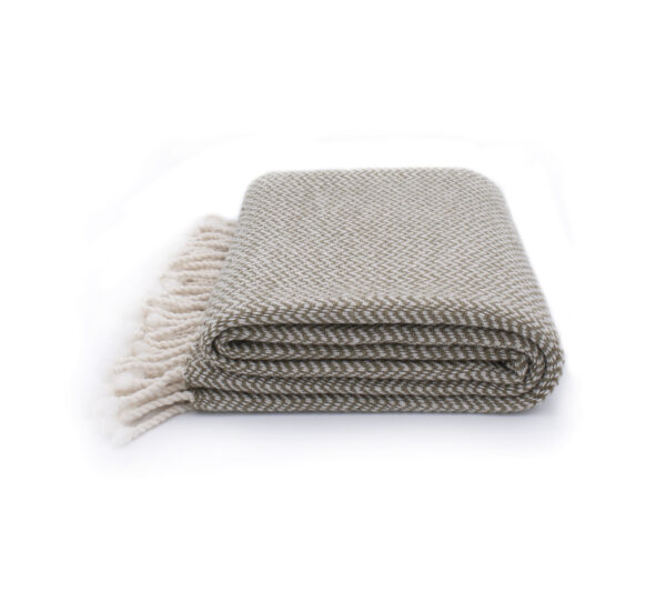 Merino wool Throw Khaki ZigZag