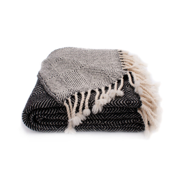 Merino wool Throw Black Illusion