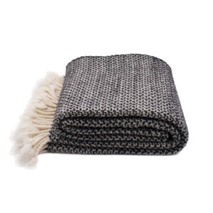 Merino wool Throw Black ZigZag
