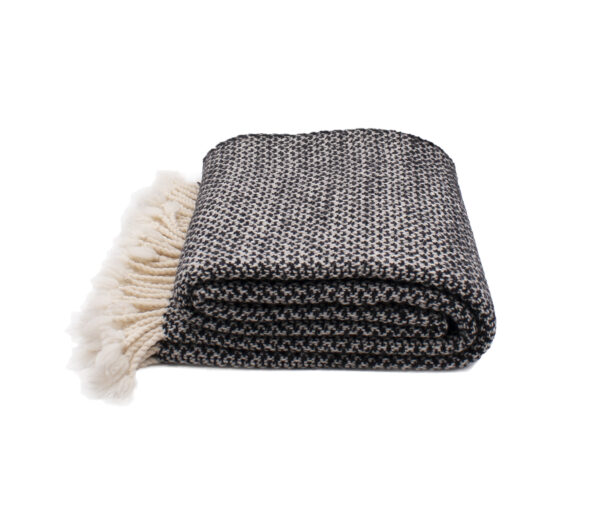 Merino wool Throw Black ZigZag