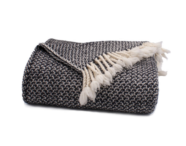 Merino wool Throw Black ZigZag - Image 2